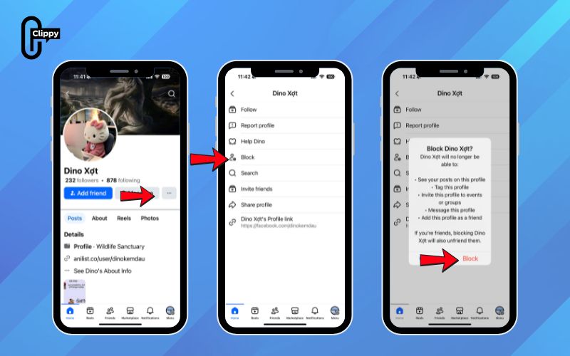 how to block someone on facebook app