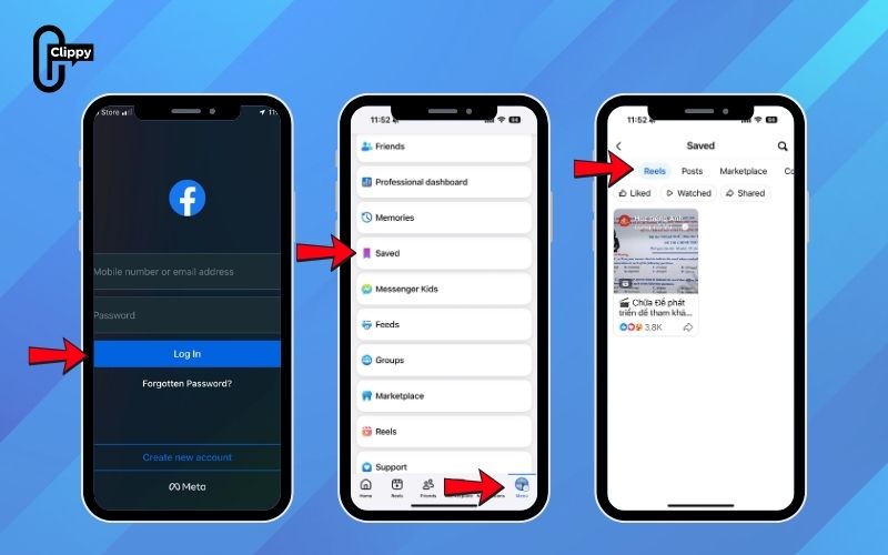 how to find saved reels on facebook mobile
