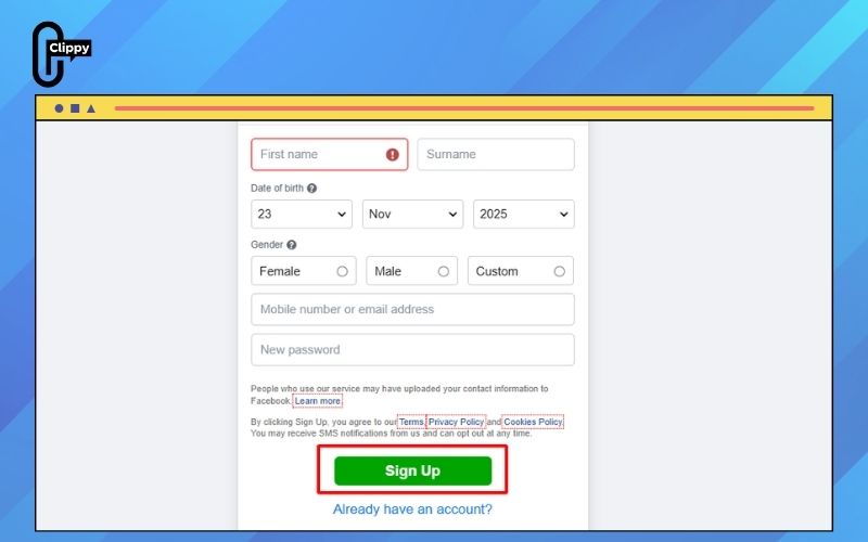how to sign up for facebook