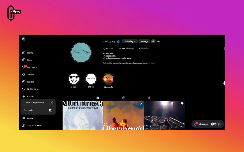 how to do dark mode on instagram