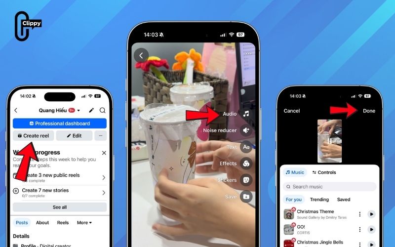 how to add music to facebook reels on desktop
