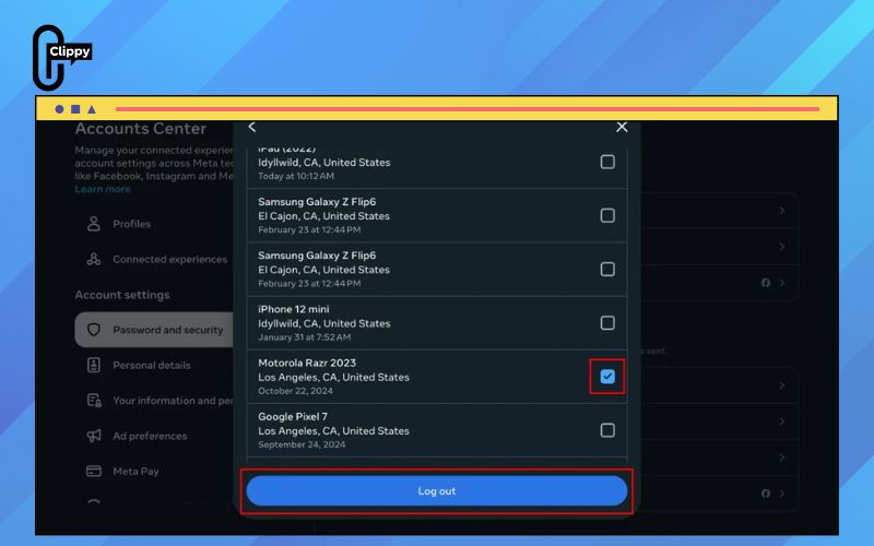 how to log out of facebook app on android