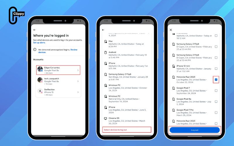how to log out of facebook on phone
