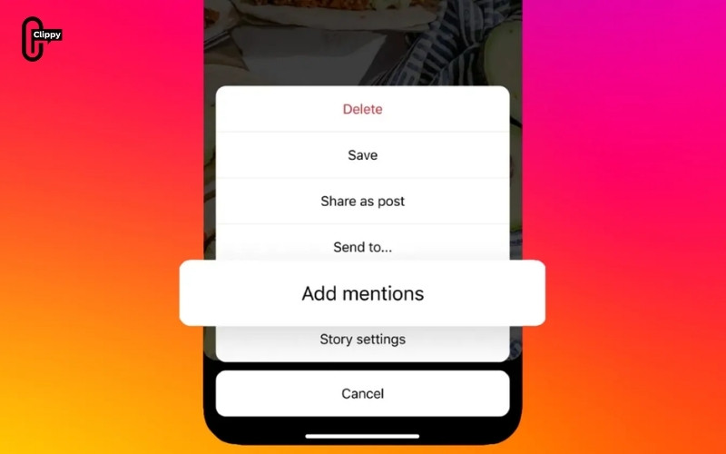 add mention instagram story