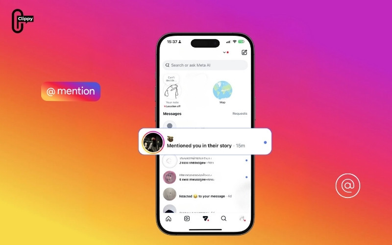 add mentions instagram story after posting