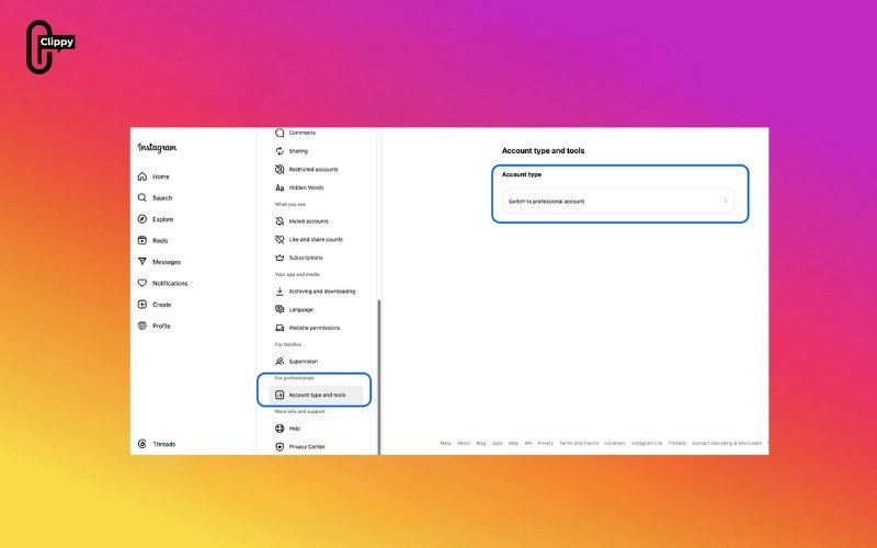 how to switch account instagram